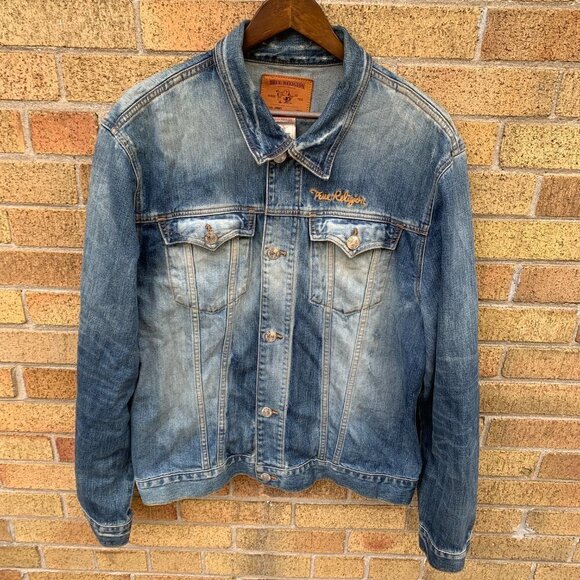 Vintage True Religion Jean Jacket XXL JIMMY Embroidered - Picture 3 of 6